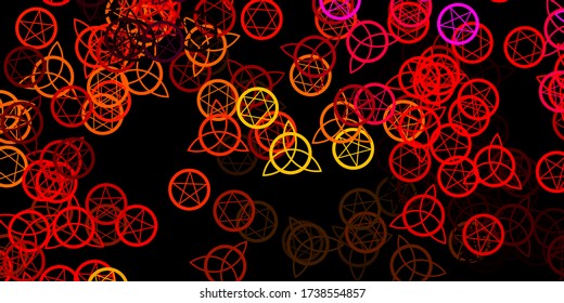 Dark Red vector pattern with magic elements. Abstract illustration with gothic gradient shapes. Best design halloween events.