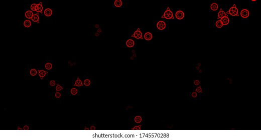 Dark Red vector pattern with magic elements. Retro design in abstract style with witchcraft forms. Design for magic, spiritual events.