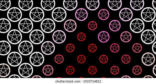Dark Red vector pattern with magic elements. Retro design in abstract style with witchcraft forms. Simple design for occult depiction.