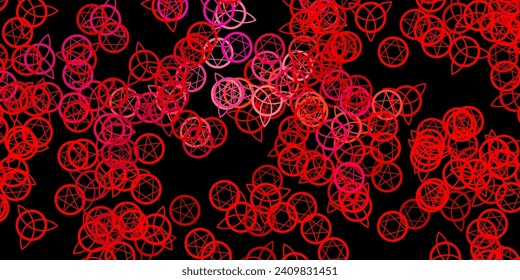 Dark Red vector pattern with magic elements. Retro design in abstract style with witchcraft forms. Background for esoteric, mystic designs.