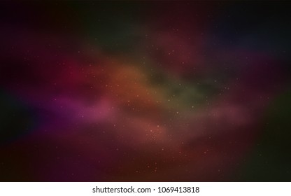 Dark Red vector pattern with night sky stars. Space stars on blurred abstract background with gradient. Smart design for your business advert.