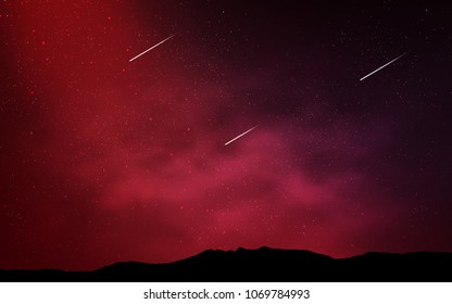 Dark Red vector pattern with night sky stars. Space stars on blurred abstract background with gradient. Smart design for your business advert.