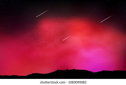 Dark Red vector pattern with night sky stars. Blurred decorative design in simple style with galaxy stars. Pattern for astrology websites.