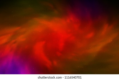 Dark Red vector pattern with night sky stars. Space stars on blurred abstract background with gradient. Template for cosmic backgrounds.