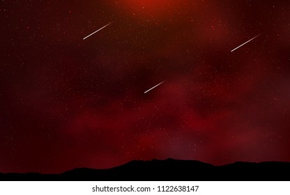 Dark Red vector pattern with night sky stars. Shining colored illustration with bright astronomical stars. Best design for your ad, poster, banner.