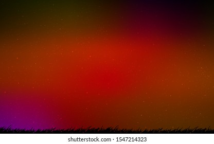 Dark Red vector pattern with night sky stars. Blurred decorative design in simple style with galaxy stars. Smart design for your business advert.