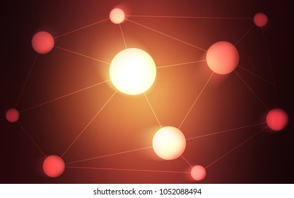 Dark Red vector pattern with spheres, triangles. Illustration with set of colorful abstract circles and lines. New design for ad, poster, banner of your website.