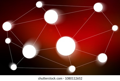 Dark Red vector pattern with spheres, triangles. Glitter abstract illustration with connection of triangle structure. Pattern can be used as texture of wallpapers.