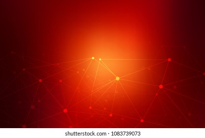 Dark Red vector pattern with spheres, triangles. Glitter abstract illustration with connection of triangle structure. New design for ad, poster, banner of your website.