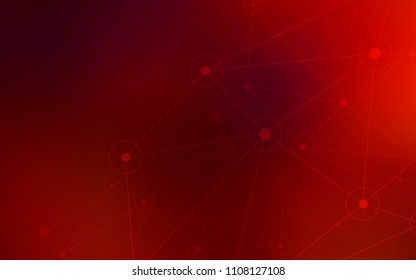 Dark Red vector pattern with spheres, triangles. Glitter abstract illustration with connection of triangle structure. Pattern can be used as texture of wallpapers.
