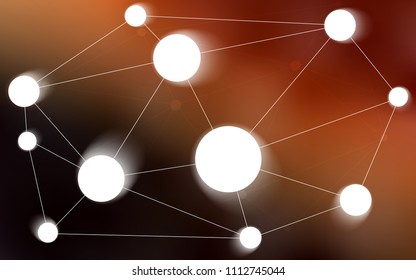 Dark Red vector pattern with spheres, triangles. Design with connection of dots and lines on colorful background. Pattern can be used for beautiful websites.