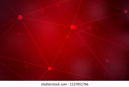 Dark Red vector pattern with spheres, triangles. Glitter abstract illustration with connection of triangle structure. Pattern can be used for ads, leaflets.