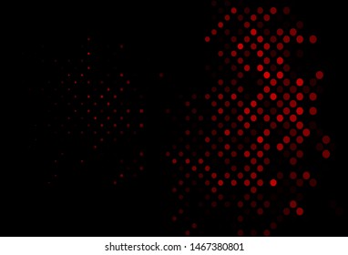 Dark Red vector pattern with spheres. Glitter abstract illustration with blurred drops of rain. Pattern of water, rain drops.