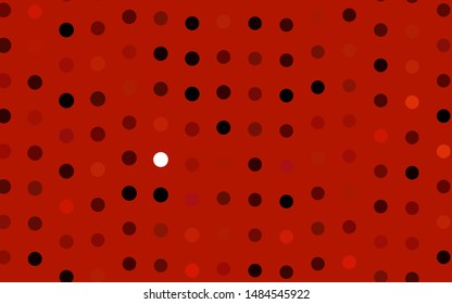 Dark Red vector pattern with spheres. Blurred bubbles on abstract background with colorful gradient. Pattern of water, rain drops.