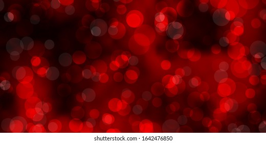 Dark Red vector pattern with spheres. Glitter abstract illustration with colorful drops. Pattern for business ads.