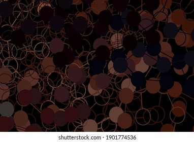 Dark Red vector pattern with spheres. Glitter abstract illustration with blurred drops of rain. Pattern for beautiful websites.