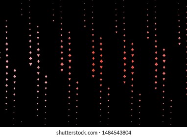 Dark Red vector pattern with symbol of cards. Glitter abstract sketch with isolated symbols of playing cards. Design for ad, poster, banner of gambling websites.