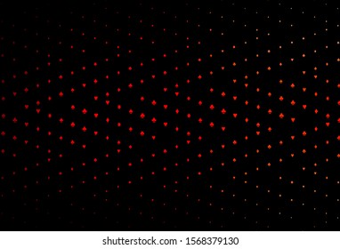 Dark Red vector pattern with symbol of cards. Shining illustration with hearts, spades, clubs, diamonds. Pattern for ads of parties, events in Vegas.