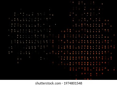 Dark Red vector pattern with symbol of cards. Colored illustration with hearts, spades, clubs, diamonds. Template for business cards of casinos.
