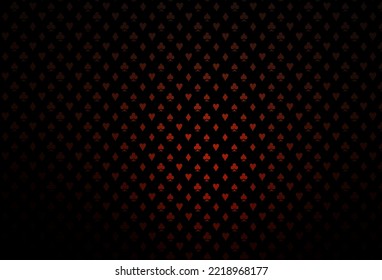 Dark red vector pattern with symbol of cards. Colored illustration with hearts, spades, clubs, diamonds. Pattern for booklets, leaflets of gambling houses.