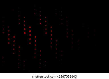 Dark Red vector pattern with symbol of cards. Illustration with set of hearts, spades, clubs, diamonds. Smart design for your business advert of casinos.