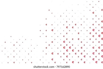 Dark Red vector pattern with symbols of Euro. Abstract illustration with colored financial digital symbols. The pattern can be used as ads, poster, banner for payments.