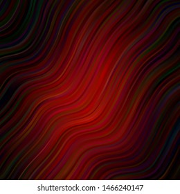 Dark Red vector pattern with wry lines. Colorful geometric sample with gradient curves.  Smart design for your promotions.