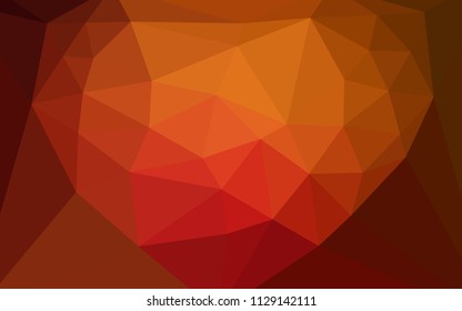 Dark Red vector polygonal background with a heart in a centre. Shining colorful illustration with triangles. Template for cell phone's backgrounds.