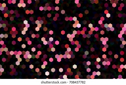 Dark Red vector polygonal illustration, which consist of hexagons. Hexagonal pattern for your business design. Geometric background in Origami style with gradient. 