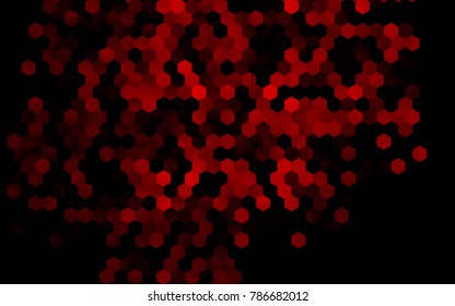 Dark Red vector polygonal illustration, which consist of hexagons. Hexagonal pattern for your business design. Geometric background in Origami style with gradient. 