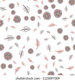 Dark Red vector seamless abstract design with leaves and flowers. Shining colored illustration with leaves and flowers. Pattern for colorful books and pages for kids.