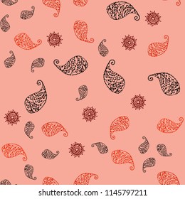 Dark Red vector seamless abstract design with leaves and flowers. Glitter abstract illustration with leaves and flowers. Brand new design for your business.