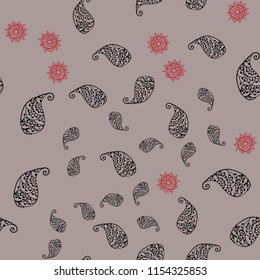 Dark Red vector seamless abstract backdrop with leaves and flowers. Doodle illustration of leaves and flowers in Origami style. Doodle design can be used for your web site.