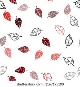Dark Red vector seamless abstract pattern with leaves. New colorful illustration in doodle style with leaves. Design for textile, fabric, wallpapers.