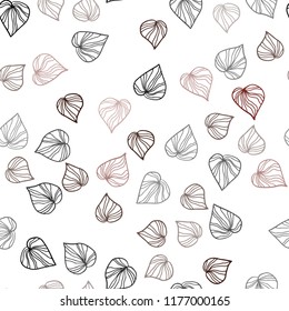 Dark Red vector seamless abstract pattern with leaves. New colorful illustration in doodle style with leaves. Template for business cards, websites.