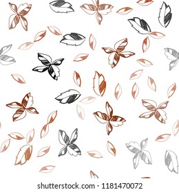 Dark Red vector seamless abstract background with leaves. Colorful illustration in doodle style with leaves. Pattern for trendy fabric, wallpapers.