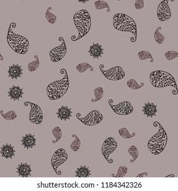 Dark Red vector seamless abstract background with leaves and flowers. Leaves and flowers with gradient on white background. Hand painted design for web, leaflet, textile.
