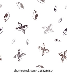 Dark Red vector seamless abstract background with leaves. Glitter abstract illustration with doodles and leaves. Template for business cards, websites.