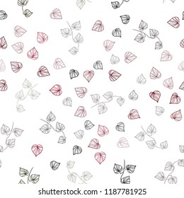 Dark Red vector seamless abstract pattern with leaves. Colorful abstract illustration with leaves in doodle style. Pattern for design of window blinds, curtains.