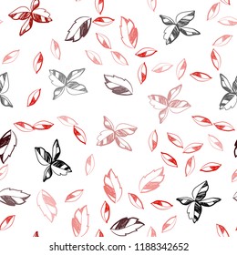 Dark Red vector seamless abstract backdrop with leaves. Blurred decorative design in Indian style with leaves. Trendy design for wallpaper, fabric makers.