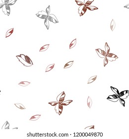 Dark Red vector seamless abstract background with leaves. New colorful illustration in doodle style with leaves. Pattern for design of fabric, wallpapers.