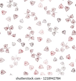 Dark Red vector seamless abstract background with leaves. A vague abstract illustration with leaves in doodles style. Template for business cards, websites.