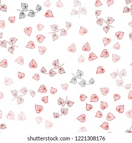 Dark Red vector seamless abstract pattern with leaves. A vague abstract illustration with leaves in doodles style. Pattern for design of window blinds, curtains.