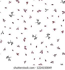 Dark Red vector seamless abstract design with leaves. Shining colored illustration with leaves in doodle style. Pattern for design of window blinds, curtains.