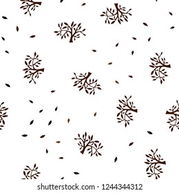 Dark Red vector seamless abstract background with leaves, branches. Sketchy doodles on white background. Pattern for design of fabric, wallpapers.