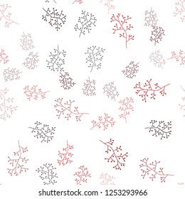 Dark Red vector seamless abstract pattern with branches. Colorful illustration in doodle style with leaves, branches. Texture for window blinds, curtains.