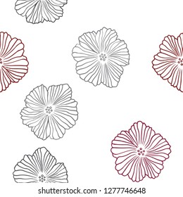 Dark Red vector seamless abstract backdrop with flowers. Colorful illustration in doodle style with flowers. Template for business cards, websites.