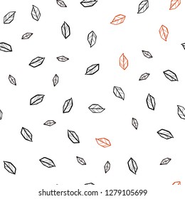 Dark Red vector seamless abstract backdrop with leaves. Colorful illustration in doodle style with leaves. Pattern for design of fabric, wallpapers.