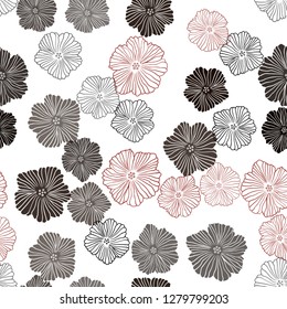 Dark Red vector seamless abstract design with flowers. Flowers in natural style on white background. Design for textile, fabric, wallpapers.