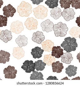 Dark Red vector seamless abstract pattern with flowers. Colorful illustration in doodle style with flowers. Pattern for trendy fabric, wallpapers.